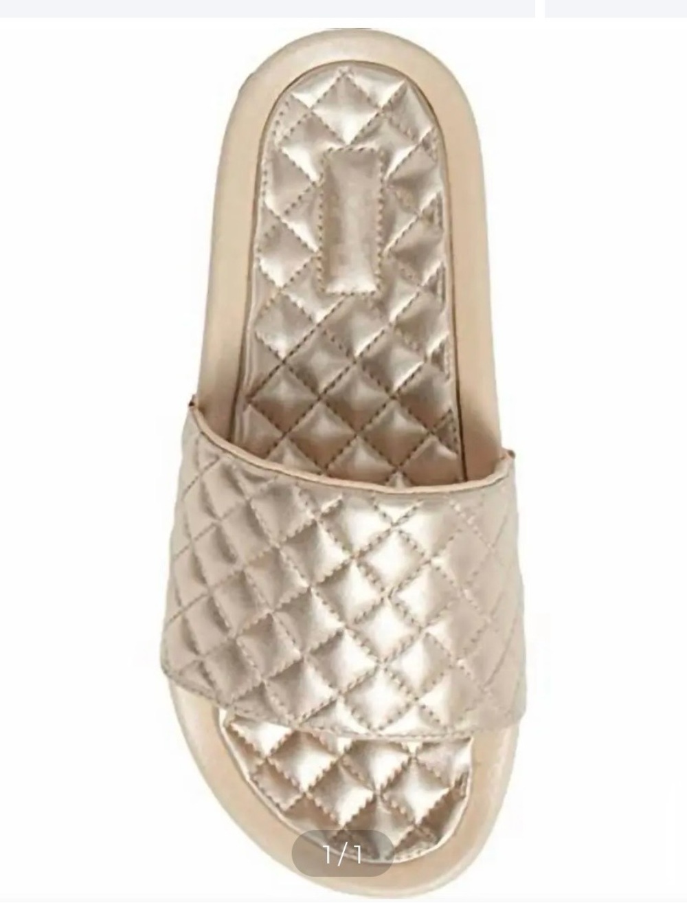 APL Quilted Metallic Slide Sandal in Champagne